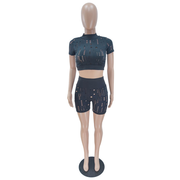 New high-elastic jacquard fabric leisure sports two-piece suit BN7179