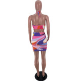 Digital Print Halter Sexy Fashion Casual Dress AC8263