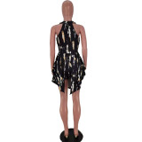Printed fake two piece pants skirt Y1326