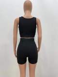Sexy solid color deep V thickened threaded sports two-piece suit YX9281