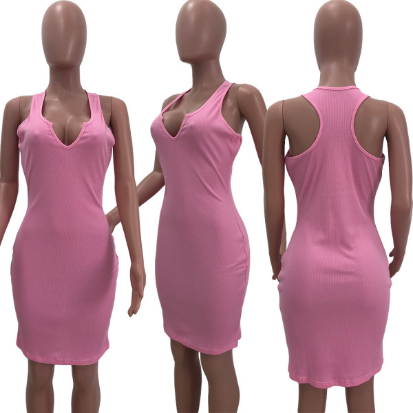 Women's sexy deep V vest dress YX9213