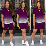 Classic fashion casual gradient solid color two-piece suit M1106