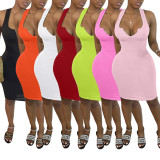 Women's sexy deep V vest dress YX9213