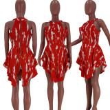 Printed fake two piece pants skirt Y1326