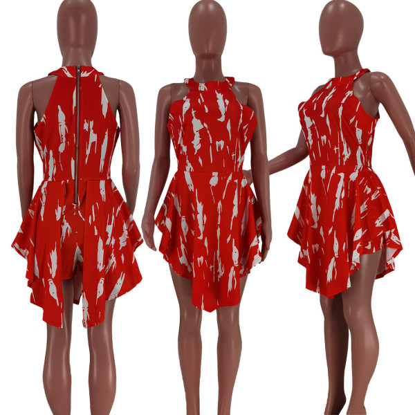 Printed fake two piece pants skirt Y1326