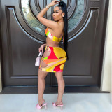Digital Print Halter Sexy Fashion Casual Dress AC8263