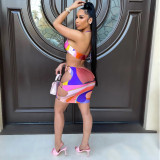Digital Print Halter Sexy Fashion Casual Dress AC8263