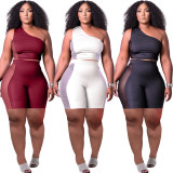 Fashion mesh splicing sports and leisure two-piece shorts suit HT6073