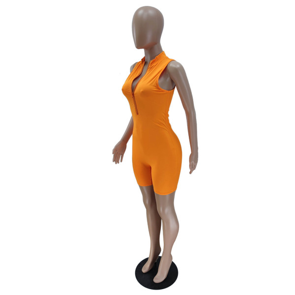 Pure color sports slim fit jumpsuit BN7182