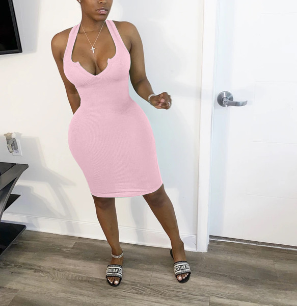 Women's sexy deep V vest dress YX9213