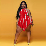Printed fake two piece pants skirt Y1326