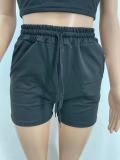 Pure color zipper sweatshirt two piece sports suit YX9285