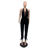 Solid color slim-fit bodice jumpsuit QS51010