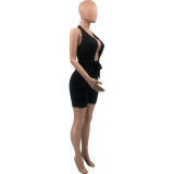 Solid color sexy halter suspender jumpsuit QS5093
