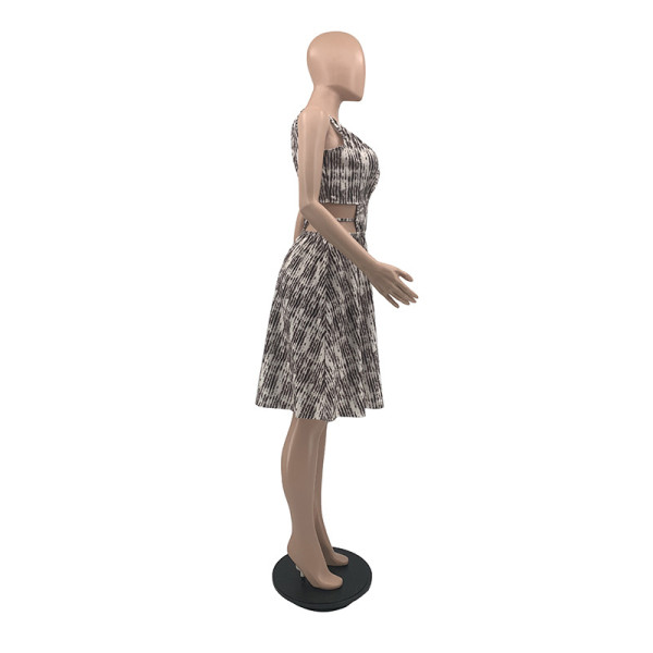 Fashion sexy fan-shaped print dress QS51009