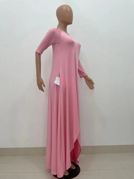Solid color irregular off-the-shoulder dress YX9283