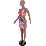 Digital Print Halter Sexy Fashion Casual Dress AC8263