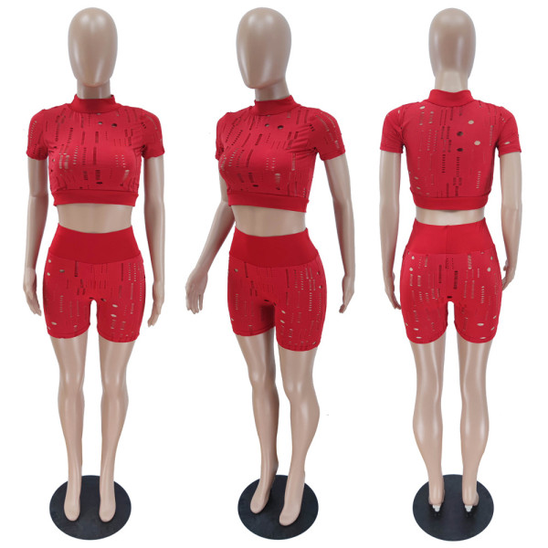 New high-elastic jacquard fabric leisure sports two-piece suit BN7179
