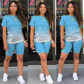 Classic fashion casual gradient solid color two-piece suit M1106