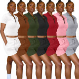 Pure color zipper sweatshirt two piece sports suit YX9285