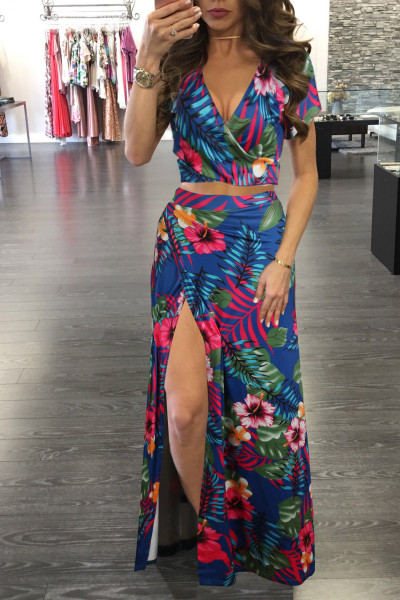 Classic floral hot sale two-piece dress M482
