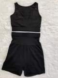 Sexy solid color deep V thickened threaded sports two-piece suit YX9281