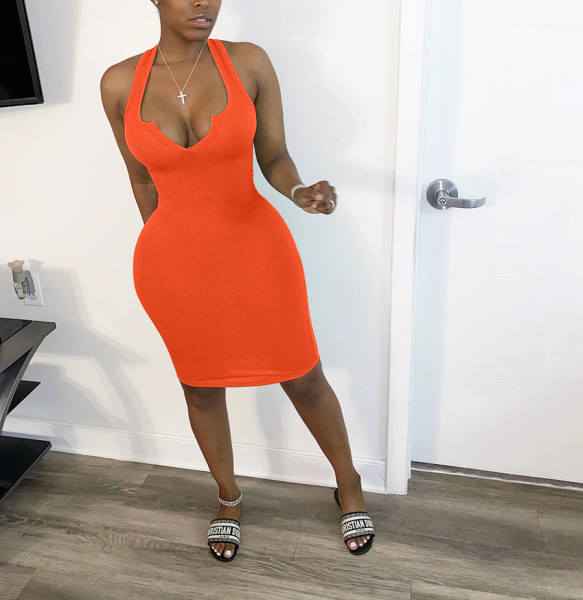 Women's sexy deep V vest dress YX9213