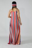 Strapless back striped loose dress M1042