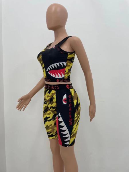 Sexy fashion printed letter camouflage swimsuit two-piece suit YX9282