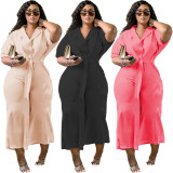 Temperament commuting, solid color wide-legged leisure two-piece suit PQ8656