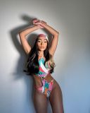 New beach one-piece printed bikini plus size swimsuit M7010