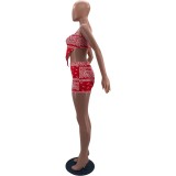 Two-piece fashion casual printed bellyband sling set W8369