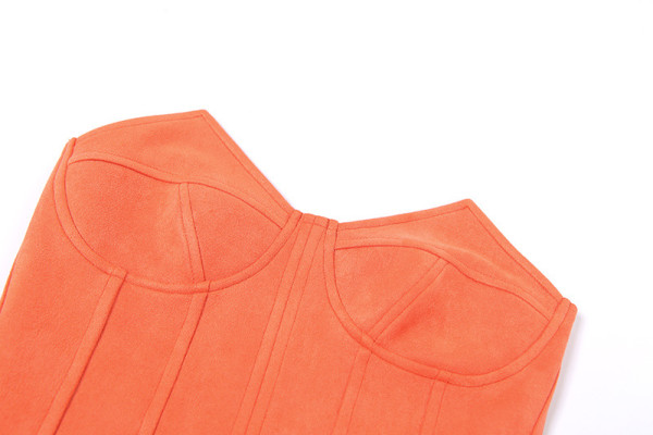 Summer women's new sexy low-cut one-word shoulder-wrapped chest vest and hip shorts casual suit K21S04399