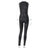 Nightclub Europe and the United States sexy v-neck sequined slim fit pants P072695W