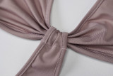 Sling solid color hollow pleated dress  D155344G