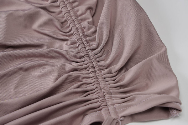 Sling solid color hollow pleated dress  D155344G