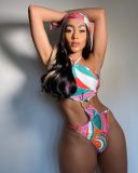 New beach one-piece printed bikini plus size swimsuit M7010