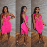 One piece lace-up cut-out dress D165365G