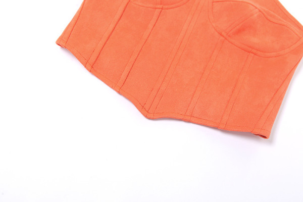 Summer women's new sexy low-cut one-word shoulder-wrapped chest vest and hip shorts casual suit K21S04399