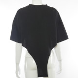 New printed short-sleeved creative triangle T-shirt top A20887T