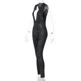 Nightclub Europe and the United States sexy v-neck sequined slim fit pants P072695W