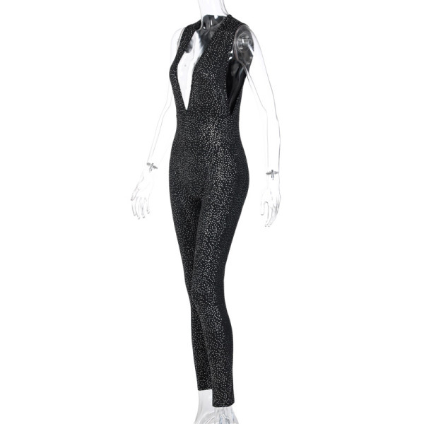 Nightclub Europe and the United States sexy v-neck sequined slim fit pants P072695W