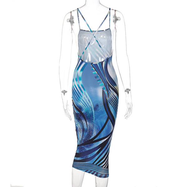 New style sling halter print dress D145062X