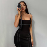 Temperament fashion strap sexy high waist bag hip dress K21D02331