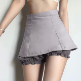 Fashionable sexy solid color stitching high waist skirt K21J01063