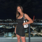 Temperament fashion strap sexy high waist bag hip dress K21D02331