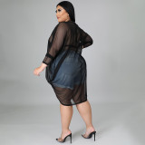 Sexy thin see-through shirt plus size long skirt ladies pajamas uniform temptation N7260
