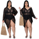 Sexy thin see-through shirt plus size long skirt ladies pajamas uniform temptation N7260