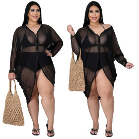 Sexy thin see-through shirt plus size long skirt ladies pajamas uniform temptation N7260