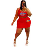 Fashion casual sports skirt suit printed sexy two-piece suit Q77227